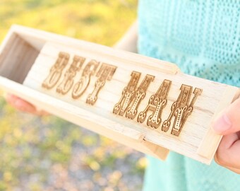 Cigar Box Best Man Cigar Box Groomsmen Cigar Box Father of the Bride Cigar Box Gift For Him Fathers Day Gift Country Wedding Groomsmen Gift