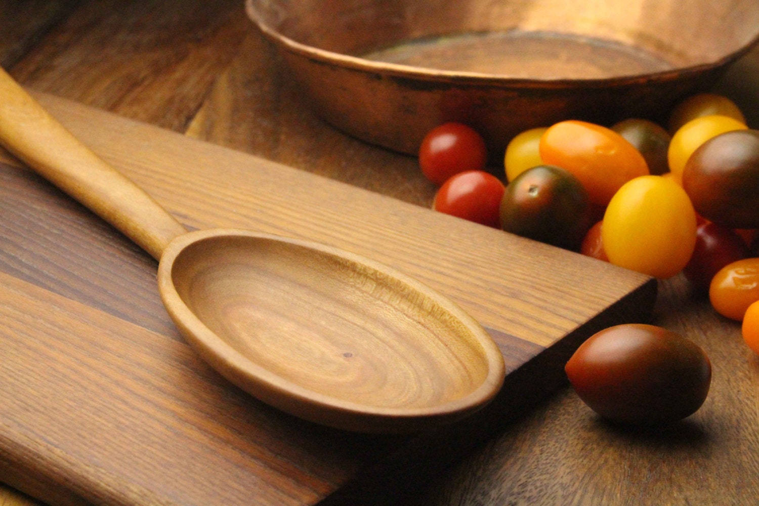 Cherry wood wooden spoon hand carved kitchen utensil made from