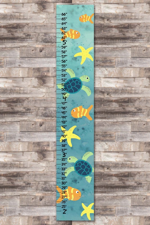 Sea Turtle Ocean Canvas Height Growth Chart