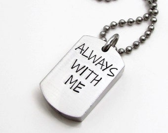 Cremation Urn Necklace - Remembrance Necklace - Hand Stamped Necklace - Cremation Jewelry - Dog Tag Necklace - Personalized Jewelry