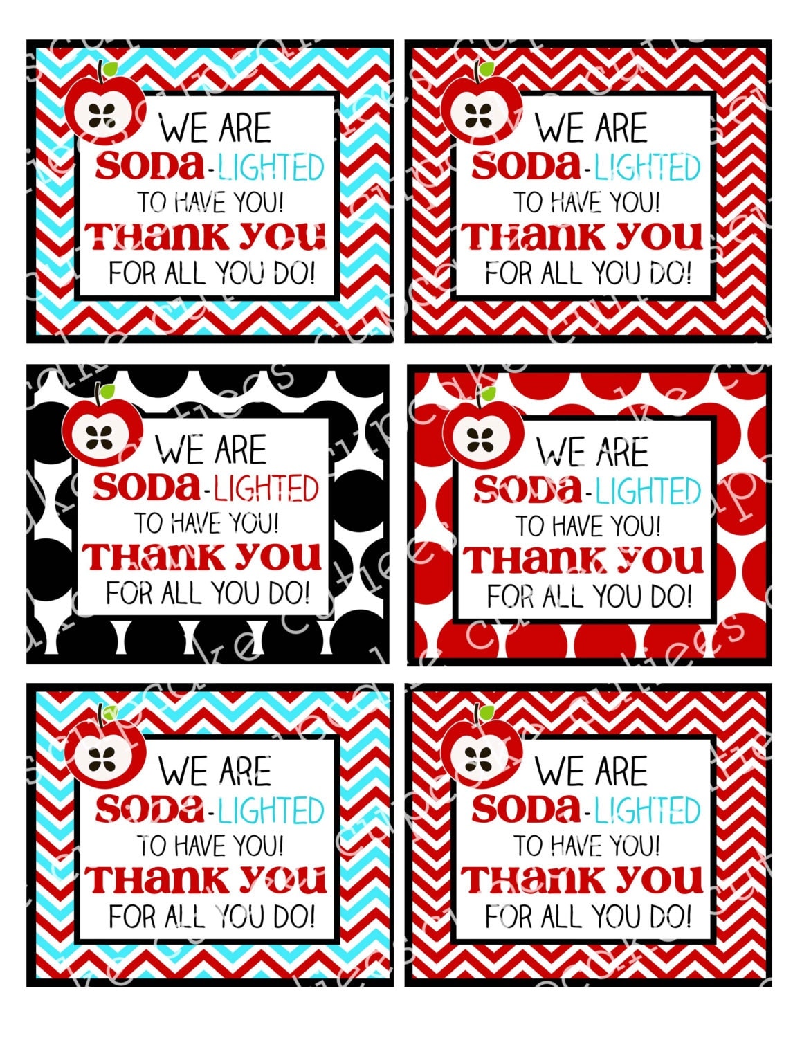 Soda Delighted Thank You Large Label Tags by CupcakeCutieesParty