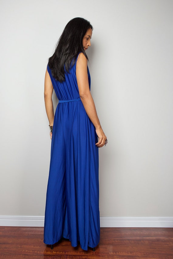 Blue Jumpsuit Sleeveless Royal Blue Jumper Maxi Dress : Chic