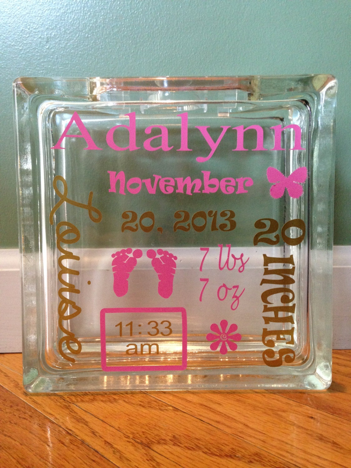 DIY Monogram Piggy Bank Baby Girl Baby Boy Glass Block