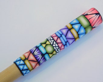 Wooden Spoon with colorful polymer clay decoration