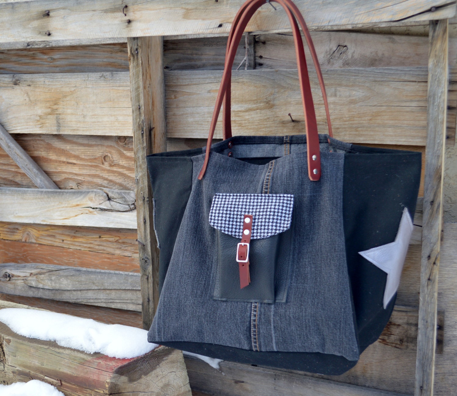 Cyber Monday Sale Eco-friendly Upcycled Denim Etoile Tote- - Etsy On Sale
