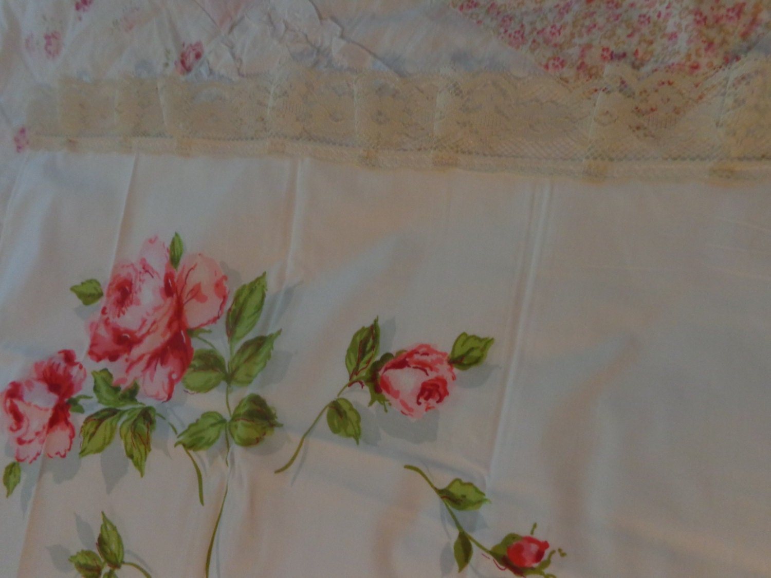 VINTAGE pair standard pillowcases so shabby chic pink