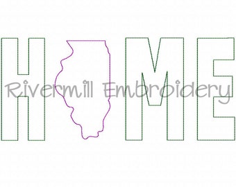 Raggy Applique Illinois Home Machine Embroidery Design - 4 Sizes