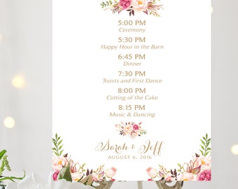 Evening Agenda | Evening Outline of Events | Vintage | Floral Option | Various Sizes | I Create and You Print