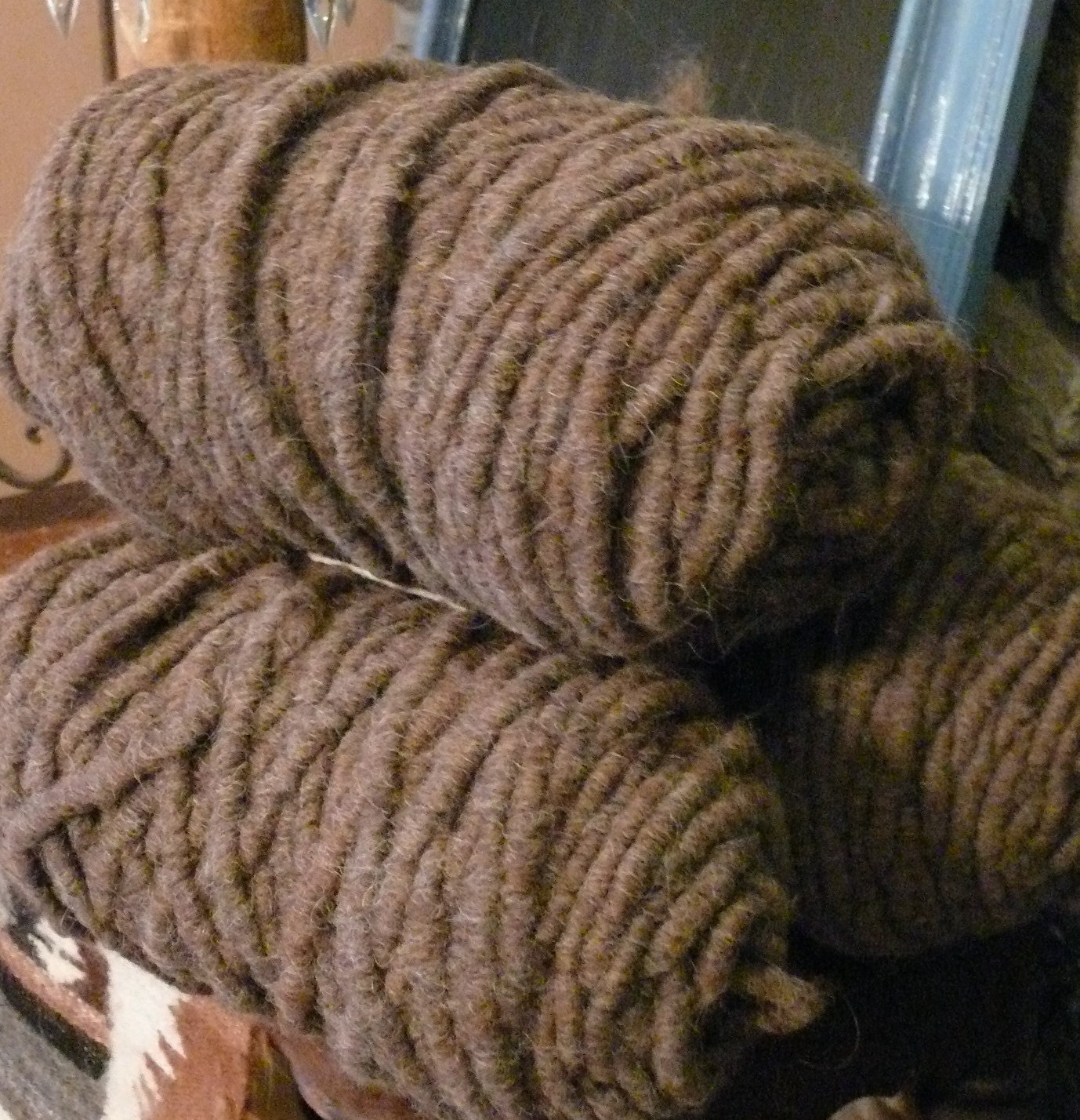 New Sale Double Hanks Rose Grey Alpaca Rug Yarn from my