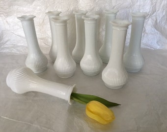 Vintage Milk Glass vases Fentonset of 9