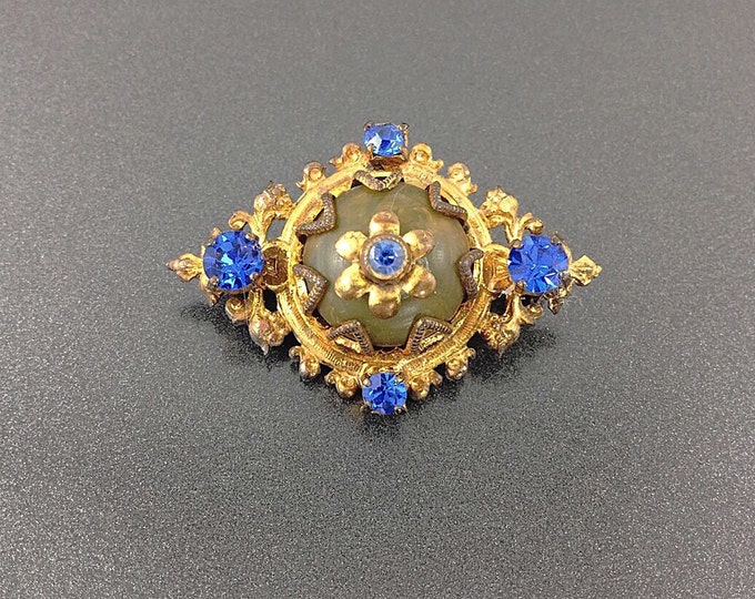 Sweet Imperial Russia Rhinestone Brooch Pin, Ornate Scatter Pin.