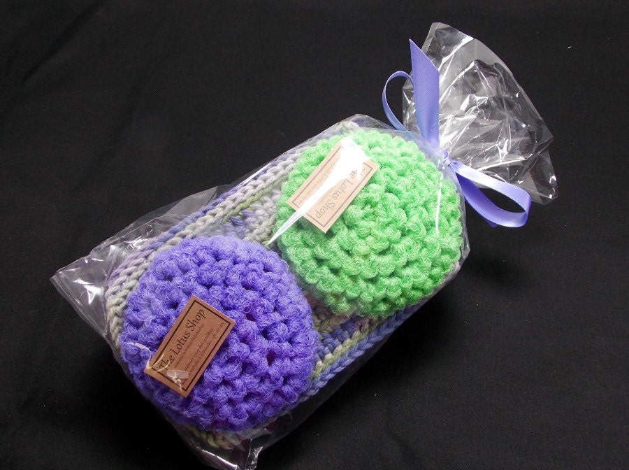  Kitchen  Gift  Set  Cotton Dishcloths Crochet Scrubbies Gift 
