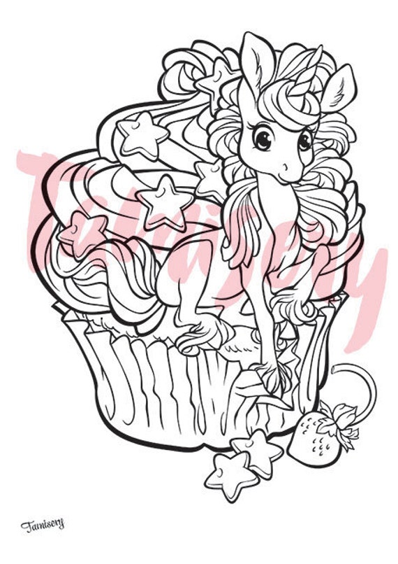 Cupcake Loving Unicorn 8 5x11 Printable Coloring Page Adult