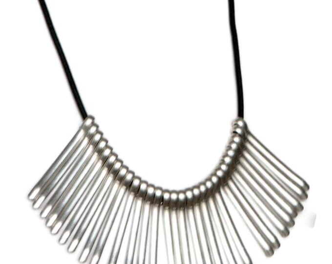 Silver statement Necklace,Statement necklace,Large necklace,Tribal necklace,silver necklace,unique necklace,bib necklace,leather necklace