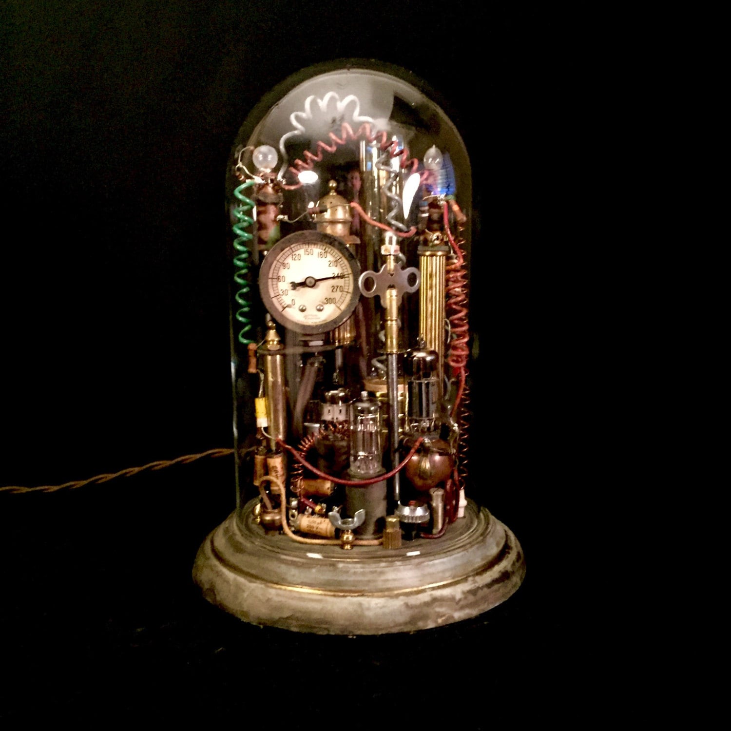 Steampunk Lamp Assemblage Art