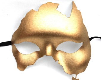 Handmade Australia Shaped Masquerade Mask in Gold or Silver