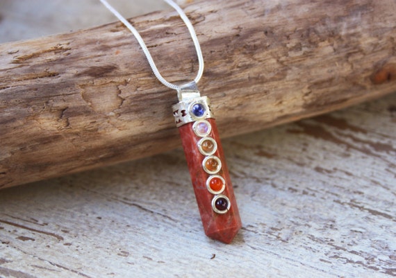 SANDSTONE CHAKRA NECKLACE- 7 Chakras- Necklace- Hippie- Crystal Necklace- Yoga Wear- Semi Precious- Crystal Jewellery- Vintage- Boho
