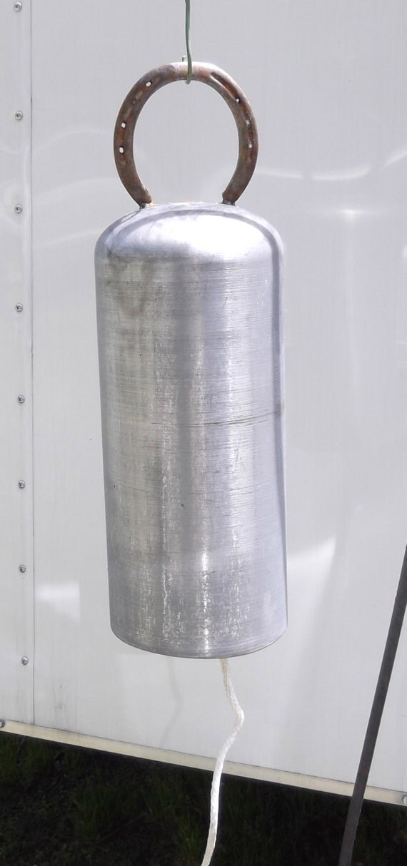 Tank bell wind chime or gong with horseshoe by PSACustomCreations