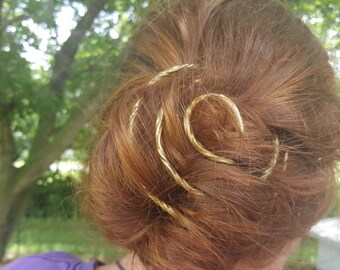Spiral Hair pin in brass or stainless