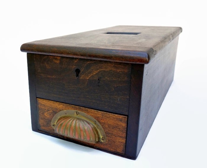 Antique Wood Cash Till Victorian Wooden Cash Drawer