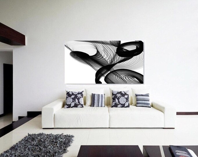 Abstract Black and White 22-23-23. Contemporary Unique Abstract Wall Decor, Large Contemporary Canvas Art Print up to 72" by Irena Orlov