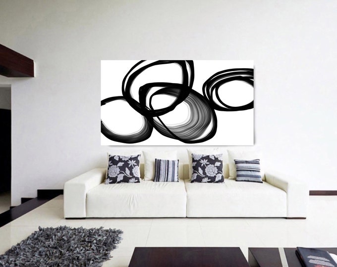Abstract Expressionism in Black And White 23. Unique Abstract Wall Decor, Large Contemporary Canvas Art Print up to 72" by Irena Orlov