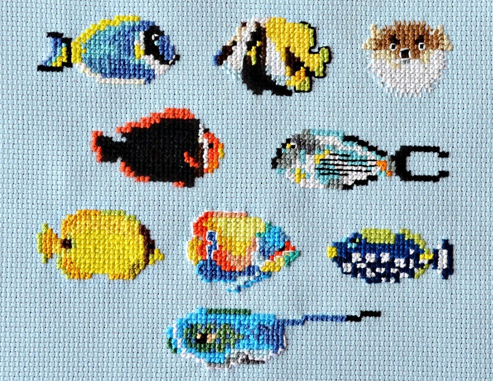 cool cross stitch FISH modern counted cross stitch counted