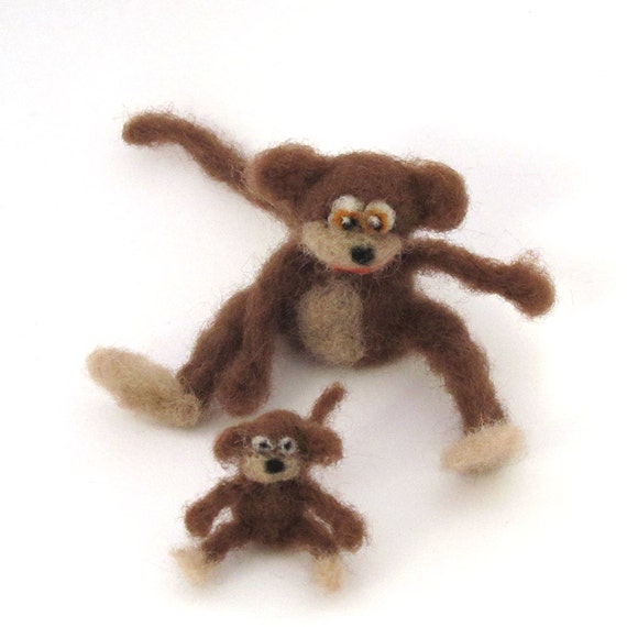 Needle felted monkey felt animals wool felt monkey