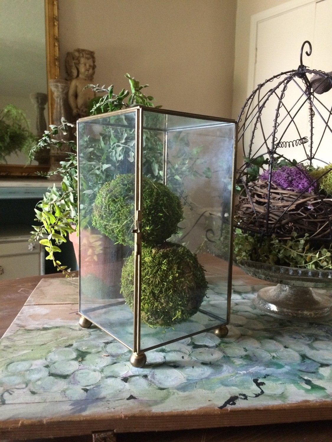 Vintage Glass Display Case Glass Terrarium Glass by frenchtwine