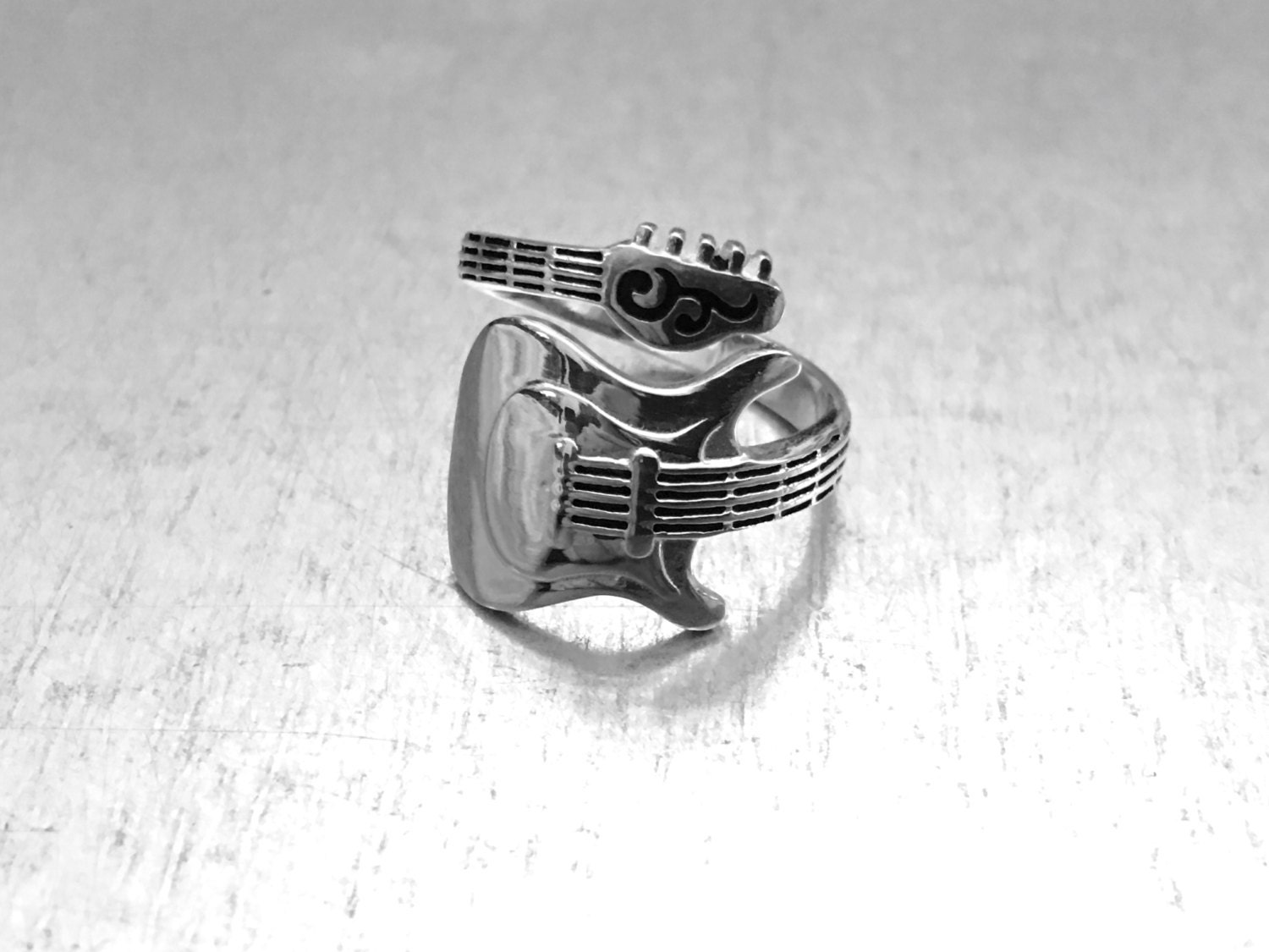Guitar Ring Music Ring Sterling Silver Guitar Ring