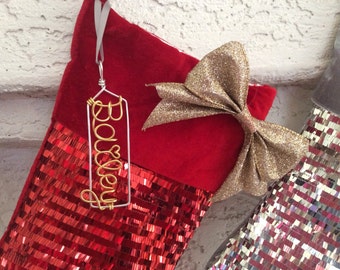 Personalized Christmas stocking name tagChristmas decor, Holiday decor, Name Stocking tag