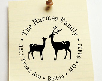 Return address stamp,SELF INKING custom address stamp,personalized stamp,wedding address stamp,family address stamp,deer,R21