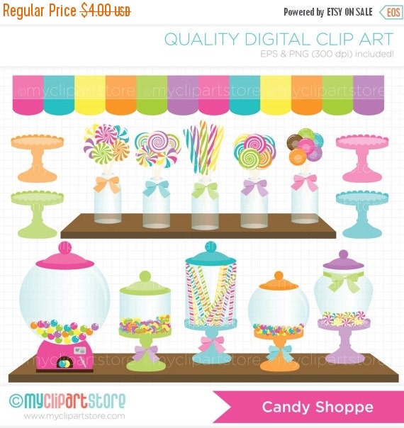 50 OFF SALE Clipart Candy Shoppe Digital Clip by MyClipArtStore
