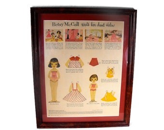 Vintage McCalls Magazine - Girls Room Decor, Girls Room Wall Decor, Retro Girls Wall Decor, Vintage Paper Doll Decor