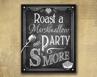 Printed S'more Love Wedding sign - Roast a Marshmallow and Party S'more - Chalkboard style - with optional add ons - Rustic Heart Collection