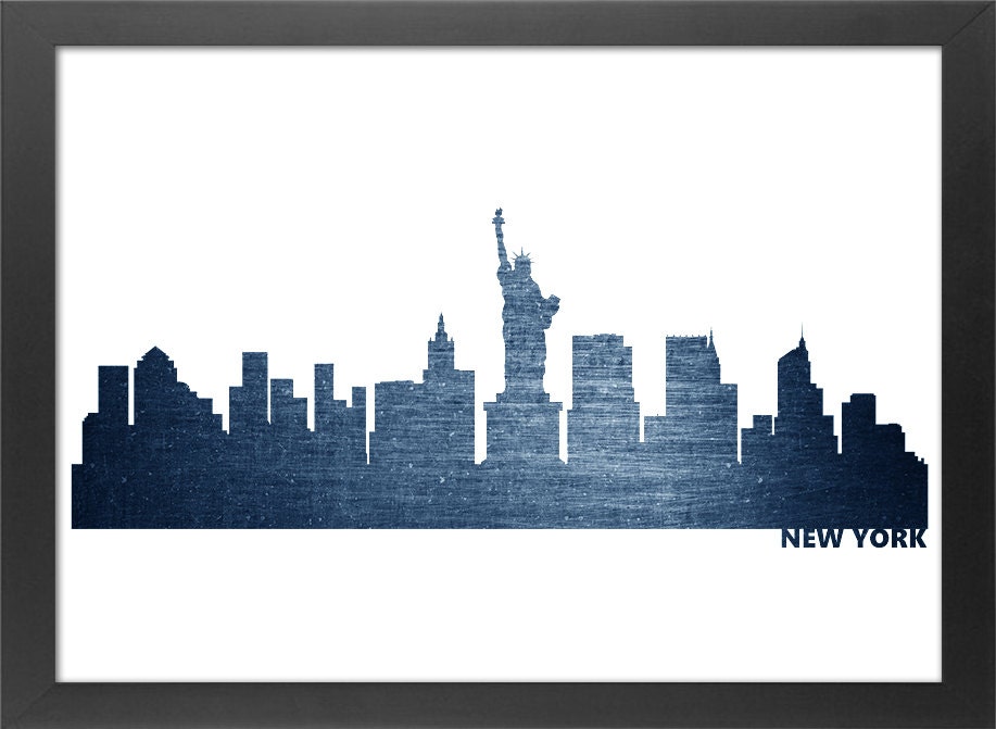 New York print New York Skyline Print New York City Navy