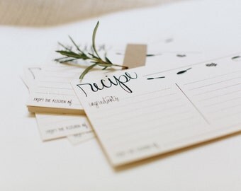 Recipe cards - Set of 12, 25 or 50 cards hand lettered printed recipe cards - gift for a cook - calligraphy recipe card - 4 x 6 cards S5000