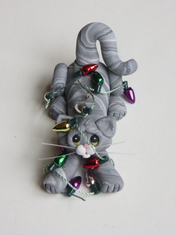 grey cat garden ornament