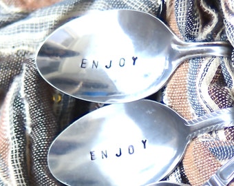 Hand Stamped Napkin Rings- ENJOY