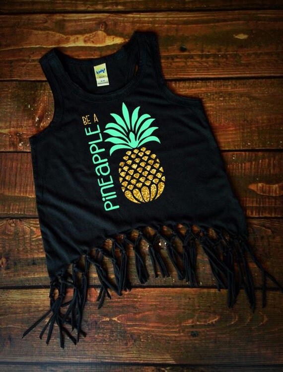 Items similar to Be A Pineapple Tank Top, fringe tank top, summer tank