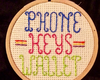 Broad City Phone Keys Wallet Handmade-to-Order Cross Stitch