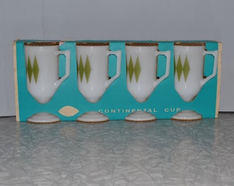 Green Diamond Mugs NOS ~ Federal Glass Mugs ~ Retro Mug ~ Epsteam