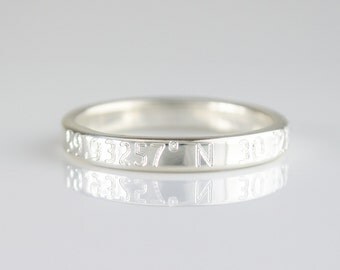 Custom Coordinates Jewelry, Personalized Ring, Coordinates Ring, Engraved Ring, Latitude Longitude Ring, Location Ring, stackable ring