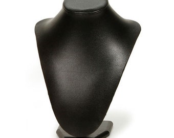 BLACK LEATHERETTE JEWeLRY DISPLaY BuST - MANNeQUIN for Necklaces or Scarves - LEATHERETTE -