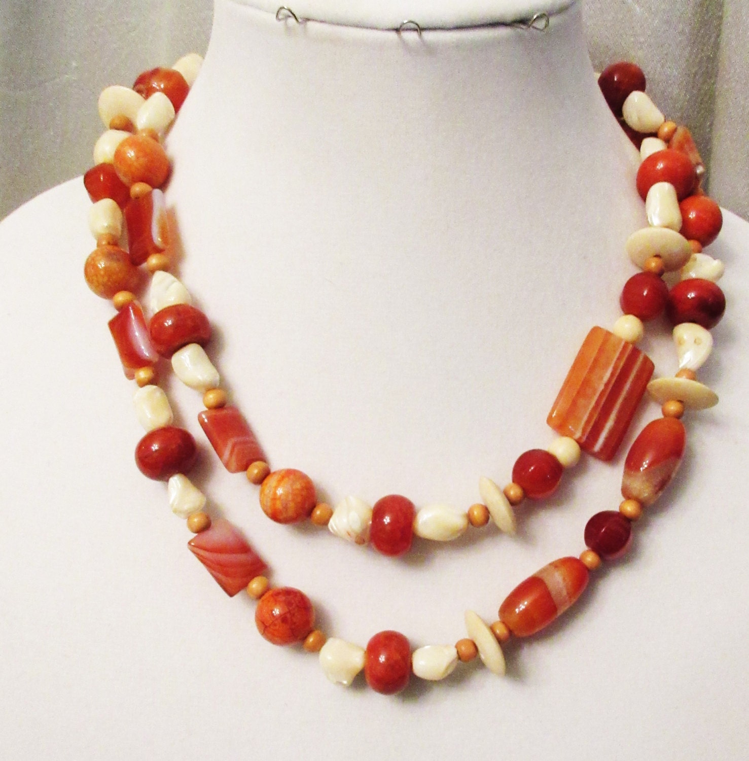 Orange Stripe Agate Jewelry Handmade Long Agate Carnelian