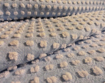 Sky Blue Morgan Jones with White Popcorn Chenille Bedspread Fabric Piece...18 x 24"