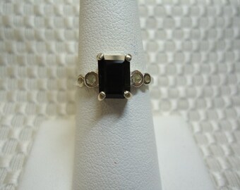 Emerald Cut Tourmaline Ring in Sterling Silver #1648