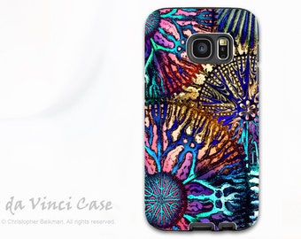 Samsung Galaxy S7 EDGE Case - Colorful dual layer Galaxy S 7 EDGE Case with Abstract Coral Art - Cosmic Star Coral - Premium Dual Layer Case