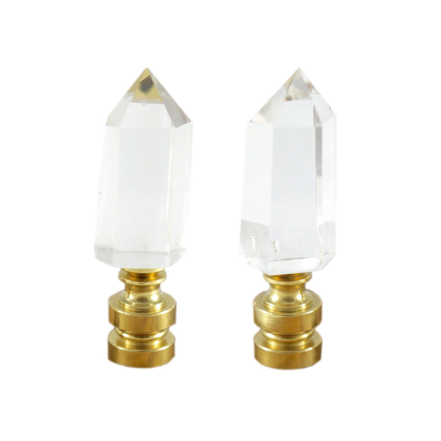 Crystal Lamp Finial Pair/Quartz Crystal Point Finial/ Quartz