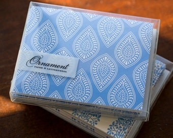 Periwinkle Paisley Letterpress Card Set